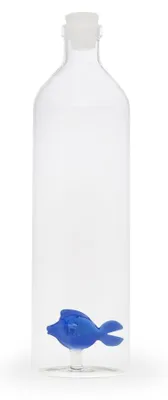 Wasserflasche aus Borosilikatglas, 1,2 L, Fischmotiv