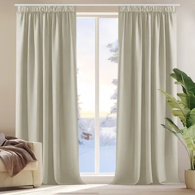 Produktbild von Verdunkelungsvorhang mit Kräuselband, 175x140 cm, Creme, 2er Set