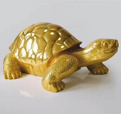Produktbild von Casa Padrino XXL Deko Skulptur Schildkröte Gold 196 cm - Riesige Deko Figur