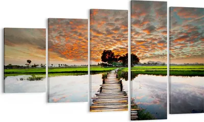 Produktbild von Bild auf Leinwand - Leinwandbild - Asien brücke see natur - 100x60cm - Wand Bild - Wanddeko - Leinwanddruck - Bilder - Kunstdruck - Wanddekoration - Leinwand bilder - Wandkunst - EG100x60-2132