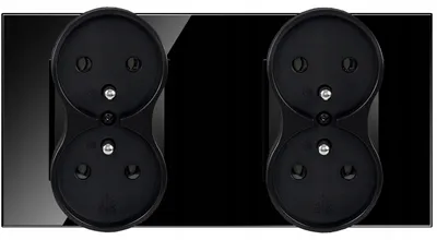 Produktbild von Adelid Quadra Vierfachsteckdose Schwarz Glas mit Schutzkontakt