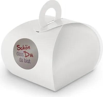 Produktbild von SET Schön dass Du da bist (Motiv6) 24xGeschenkschachtel mit Griff weiß +Sticker