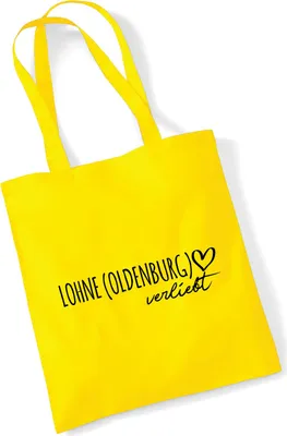 Produktbild von Huuraa Jutebeutel Lohne Oldenburg verliebt 10 Liter Yellow Baumwolle Tasche Geschenkidee