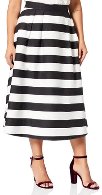 Obrázok produktu pre APART Fashion, dámska saténová sukňa, krémová-čierna farba, štandardný strih, veľkosť 44 (EU)