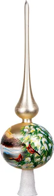 Produktbild von Christbaumspitze Glas mit Winterlandschaft Motiv 35cm champagner