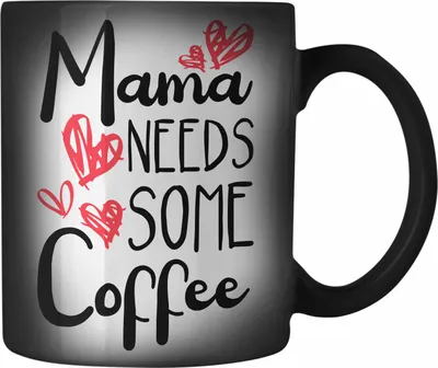 Produktbild von Trendation - Mama Farbwechsel Zauber-Tasse mit Spruch Geschenk Muttertag von Tochter Sohn Mutter Karabiner Farbwechsel Zauber-Tasse Edelstahl Spruch Kaffeeliebhaber (Schwarz)