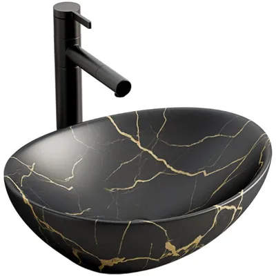 Immagine prodotto di Lavabo ovale in Vetroceramica nera 41x34,5 cm