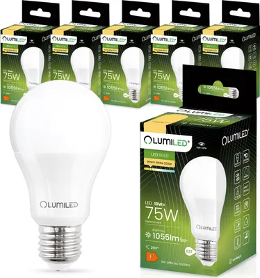 Produktbild von LUMILED A60 E27 LED Lampe 10W ersetzt 75W 1055 lm Leuchtmittel 3000K Warmweiß Birnen Lampen 260° Glühbirne 6er-Pack Energiesparlampe