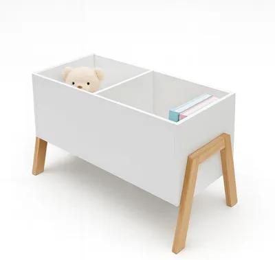 Immagine prodotto di Libreria per bambini con 2 scomparti aperti - Contenitori per giocattoli e scatola per giocattoli - 40x66,5x34,5 cm - Bianco e legno naturale