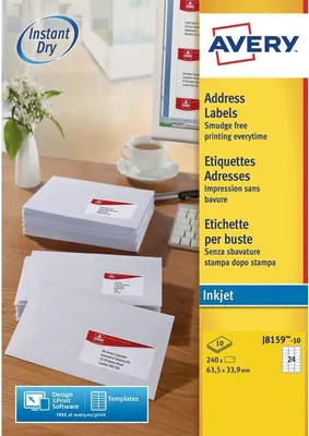 Produktbild von Avery - Etikett J8159-10 63,5 x 33,9 mm weiß 240 Etiketten