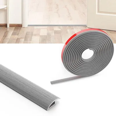 Obrázek produktu pro Flexibilní přechodová lišta, 3m segment z PVC, přechod mezi podlahami bez nutnosti vrtání, krycí lišta na dlažbu, vzhled dřeva, výškové nastavení pro různé podlahové krytiny.
