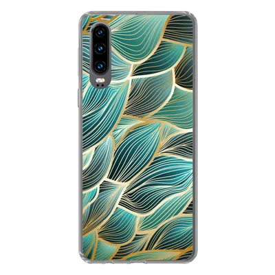 Produktbild von MuchoWow® Handyhülle Schutzhülle Hülle für Huawei P30 Muster - Gold - Abstrakt - Welle Silikon Softcase Handy Hülle - Kartenbesitzer