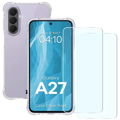 Produktbild von Schutzhülle + 2x gehärtetes Glas für Galaxy A27 5G, Bizon Case Clear Pack, Transparent