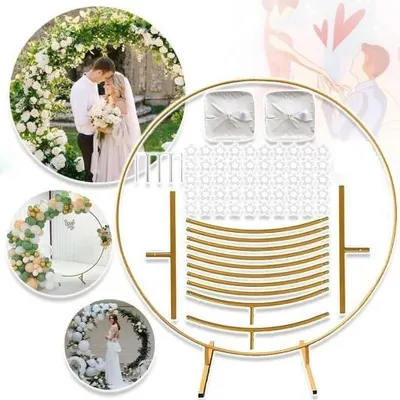 Image de Or Ballon Cercle Ballon Stand métal cadre de mariage mur 2,1 M