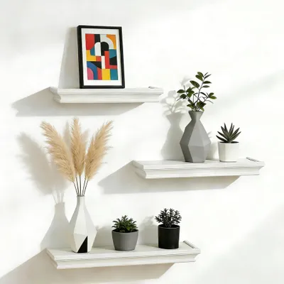 Productafbeelding van Omgoods - Set van 3 Zwevende Wandplanken van MDF, 30/36/42 cm