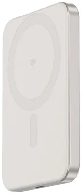 Immagine prodotto di Mini power bank Cellline Magsafe da 5000 mAh, tecnologia Qi2, 15W, colore grigio/titanio. Power bank magnetico wireless compatto