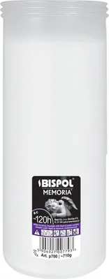 Zdjęcie produktu dla Wkład do zniczy parafinowy BISPOL P700 120H 1szt.