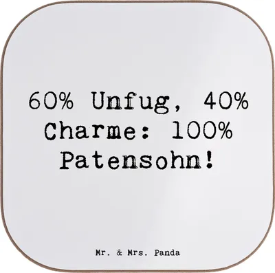 Produktbild von Mr. & Mrs. Panda Bierdeckel Personalisiert Patensohn Charme - Weiß - Geschenk, PErsonalisierte, Geburtstage, Personalisierter, Patenkind, Lebendigkeit, Liebe, Jubiläen