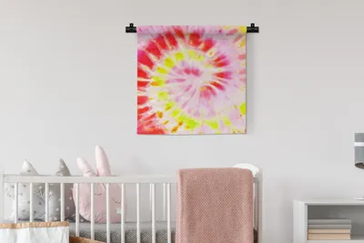Produktbild von MuchoWow® Wandteppich Wandbehang Krawattenfärbung - Rot - Gelb 60x60 cm Tapisserie Dekoration Wandtuch - Dekorationen - Wand Decke