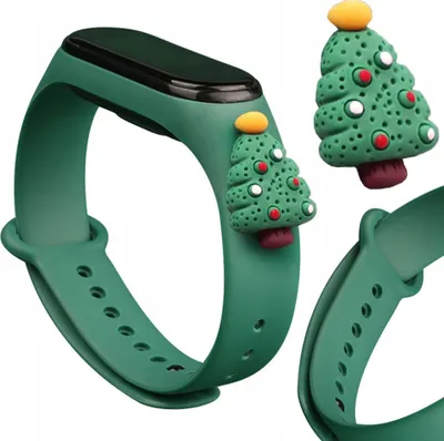 Produktbild von Strap Xmas für Xiaomi Mi Band 3 / 4 Weihnachts-Silikonarmband mit Weihnachtsbaum - Dunkelgrün
