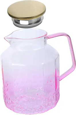 Immagine prodotto di Caraffa per acqua in vetro - Caraffa per bevande - Ideale per servire bevande - Resistente al calore e al freddo - 1,7 litri - Trasparente