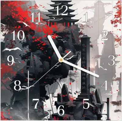 Produktbild von Wanduhr aus Glas mit Motiv Mystischer Tempel- 30 x 30 cm - inkl. Aufhängesystem