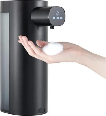Produktbild von Automatischer Handseifenspender, 3-stufig einstellbarer berührungsloser Seifenspender für Badezimmer, 300 ml, wiederaufladbar über USB – Schwarz