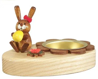 Produktbild von Osterdekoration Teelichthalter Häsin mit Ei BxHxT 10x6x7cm NEU
