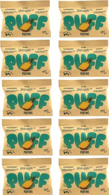 Produktbild von PUFFINS - Getrocknete Früchte, Obst Snack - Ananas 10x15g - 10x15g