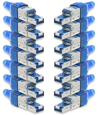 Produktbild von 14x Netzwerk Stecker CAT 7 Werkzeuglos RJ45 CAT7 Netzwerkstecker Netzwerkkabel