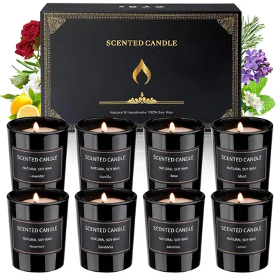 Obrázok produktu pre Sada vonných svieč, 8 kusov. Prírodná sójová vosková zmes, aromaterapia, 8 vôní, celková hmotnosť 96,4 g