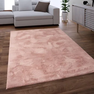 Produktbild von Teppich Kurzflor waschbar Einfarbig Wohnzimmer schmutzabweisend Pink Rechteckig 60x90 | 100% Polyester | Florhöhe: 10 mm