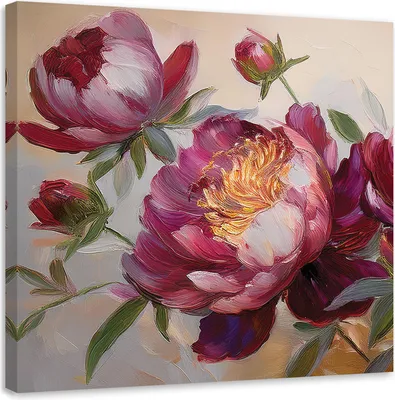 Produktbild von Leinwandbild Pfingstrosen Blumen Rot Natur 30x30 Feeby Rot bild für die wand bereit zum aufhängen
