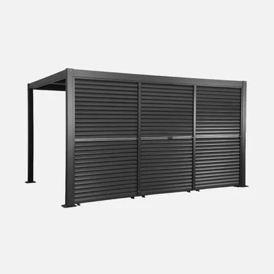 Immagine prodotto di Pergola bioclimatica  3x4m in alluminio e acciaio + 3 persiane 1.3m con lamelle orientabili, Antracite