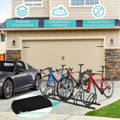 Produktbild von Fahrradständer Standparker Bodenständer Aufstellständer mit 5 Fahrrad Stellplätze Schwarz