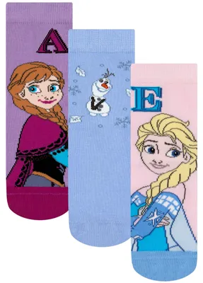 Produktbild von Disney Frozen Socks 3er-Pack, Anna, Olaf & Elsa Socken Mädchen, weiche Kinder Socken 27-30