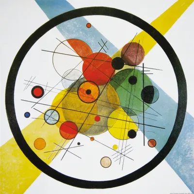 Produktbild von Wassily Kandinsky Kunstdruck Bild - Kreise In Kreis, 1923 (100 x 100 cm)