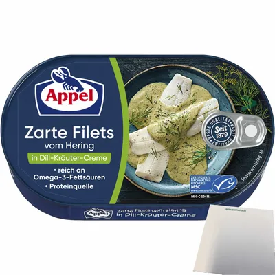 Produktbild von Appel Zarte Filets vom Hering in Dill-Kräuter-Creme (200g Dose) + usy Block
