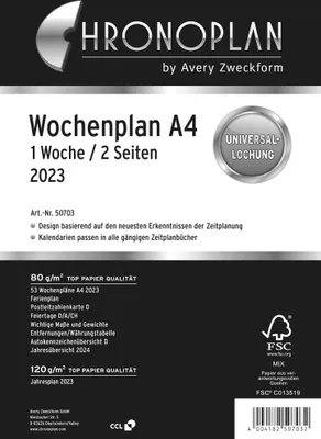 Produktbild von Wochenplan A4 2023 CHRONOPLAN 50703 RR