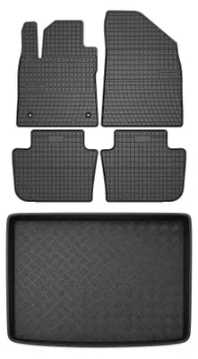 Image de Tapis en caoutchouc + bac de coffre pour MG 4 2022- (plancher réglable, plancher haut) – 5 pièces, noirs, sur mesure