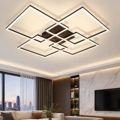 Produktbild von ZMH Deckenleuchte LED Deckenlampe 4 Schwarz Rahmen 32W 3000K Wohnzimmerlampe Warmweiß Rechteckig für Schlafzimmer Esszimmer, KI-generiertes Bild