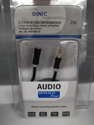Produktbild von DINIC 3,5mm Klinke Verlängerung, 3.5mm, Männlich, 3.5mm, Weiblich, 2 m, Schwarz