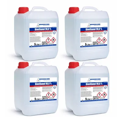 Produktbild von Ravensberger Chemie Bioethanol 96,6 % Premium Kaminbrennstoff für Tischkamin Ethanolkamin Brennstoff Gartenkamin und dekorative Feuerstellen - 4x 5 L