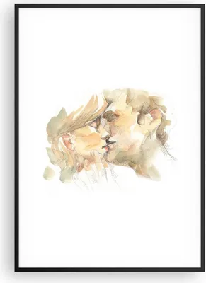 Produktbild von Gerahmtes Poster - Schwarzer Rahmen - Kuss Paar Liebe - 70x100 cm - Wand Bild - Wanddeko - Wandbilder - Kunstposter - Wandposter - Bilderrahmen - Bilder - Kunstdruck - P2BPA70x100-5005