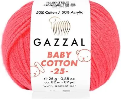 Obrázek produktu pro Bavlněná příze Gazzal Baby: Měkká, vysoce kvalitní a odolná červená příze pro děti