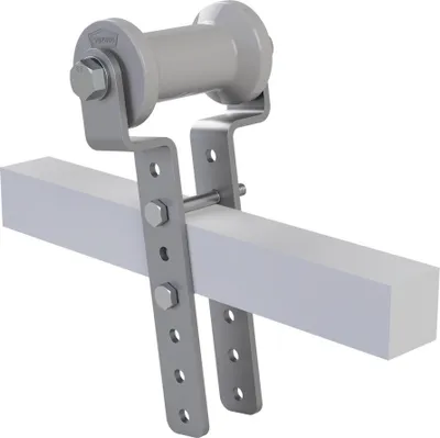 Produktbild von Polyurethan Kielrolle mit Halter H höhenverstellbar Bootstrailer Sliphilfe Spulenform verzinkt SUPROD, 125 / 50 mm, grau