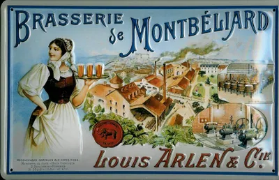 Produktbild von Blechschild Brasserie de Montbéliard Bier Frankreich retro Schild Werbeschild
