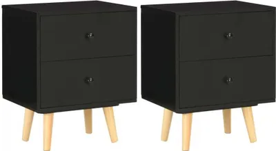 Productafbeelding van Nachtkastjes 2 st 40x30x50 cm massief grenenhout zwart