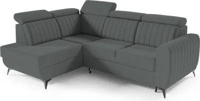Produktbild von Couch für Wohnzimmer, Samstoff, Ecksofa mit Schlaffunktion und Bettkasten, Schlafsofa, Sofagarnitur, L Sofa Eckcouch L-Form Wohnlandschaft mit Bettfunktion - Ecksofa MOSTA II Feldgrau (Castel 39) - Links