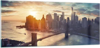Produktbild von Bilder auf glas - New York Stadt - 100x40cm - Glasbilder - Wandbilder - Kunstdruck - zum Aufhängen bereit - Wanddekoration aus Glas - Glas Bilder - Wandbild auf Glas - Einteilig - GAB100x40-3733
